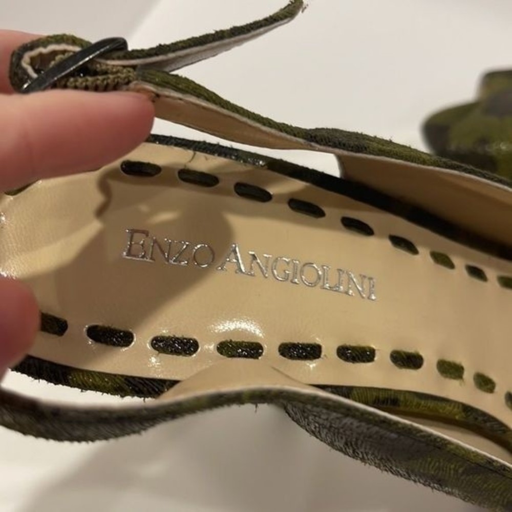 Enzo Angiolini Green And Black Leopard Print Platform Slingback Heels   Size 7.5 - Picture 5 of 7
